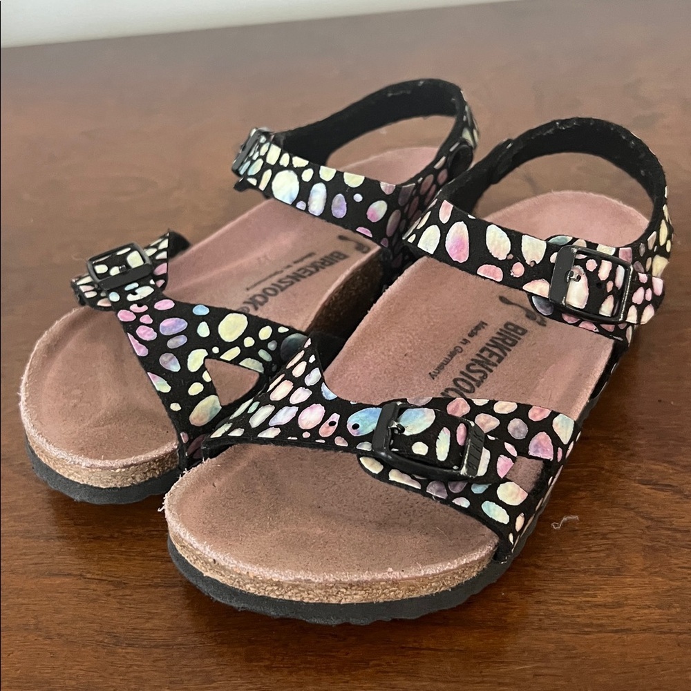 Birkenstock Kids' Multicolor Pattern Leather Sandals Size 10 C - Rare Print - Picture 2 of 6